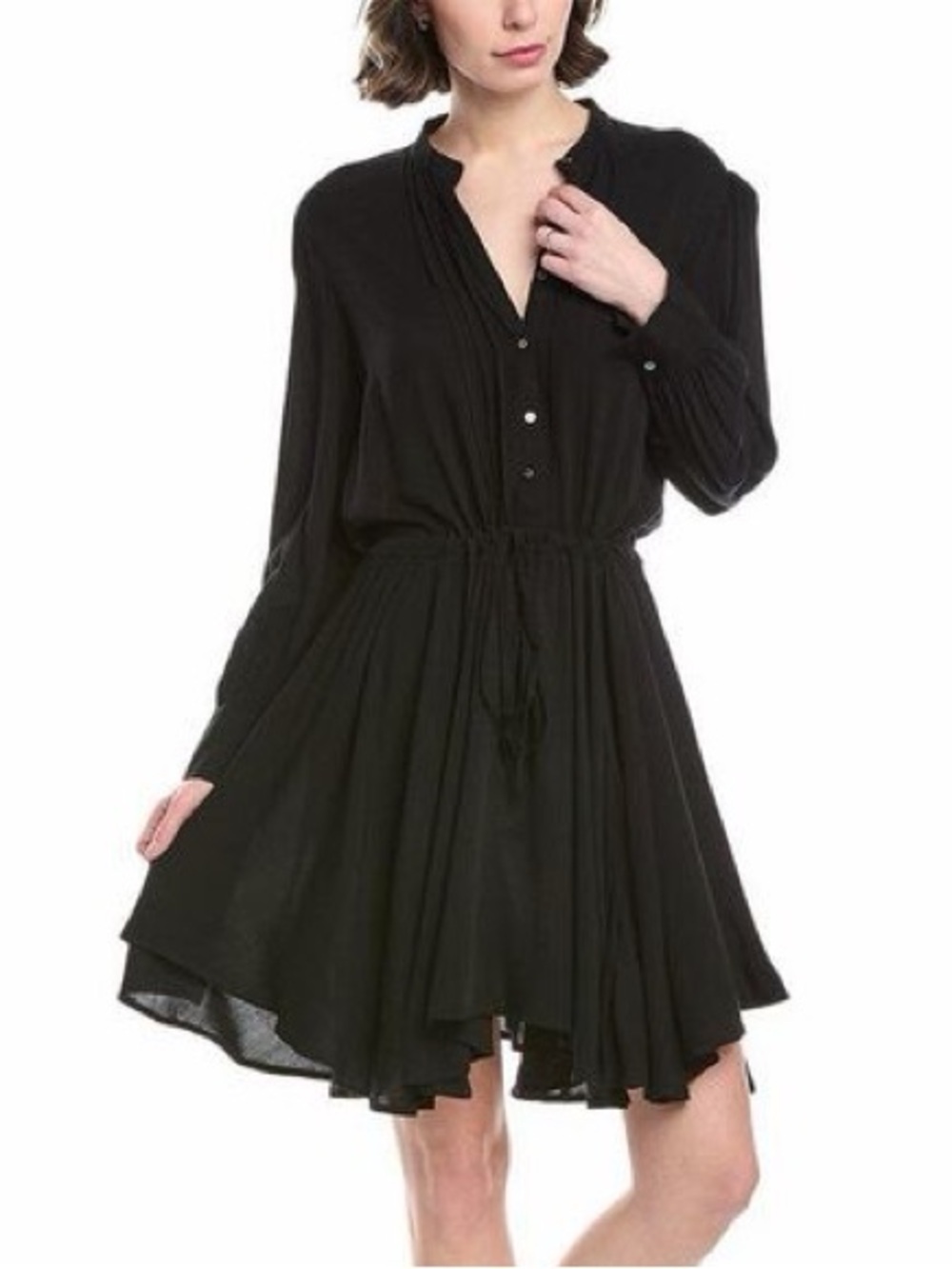 Zadig & Voltaire Ranil Long Sleeve Cinch Waist Dress in Black - S
